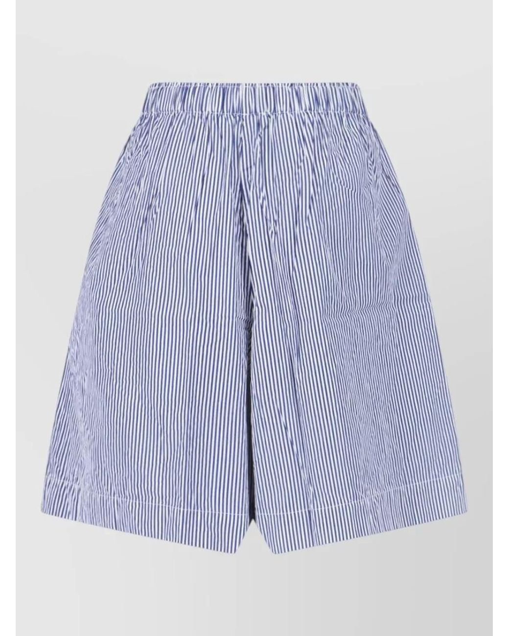 Daniela Gregis Blue Straight Shorts Side Pockets Striped Pattern