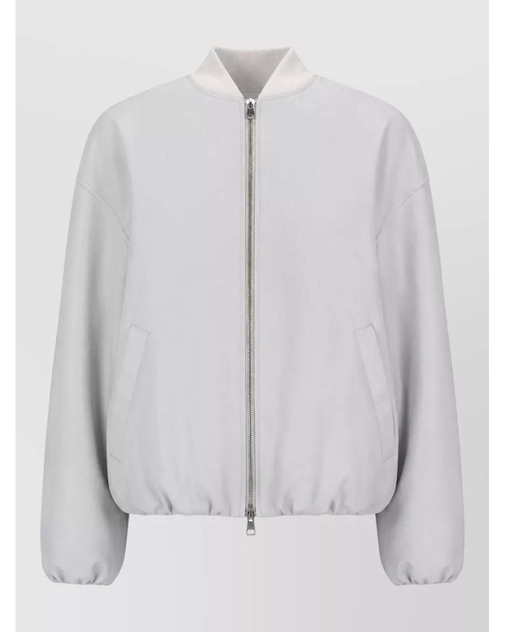 LA ROSE Gray Leather Bomber Jacket