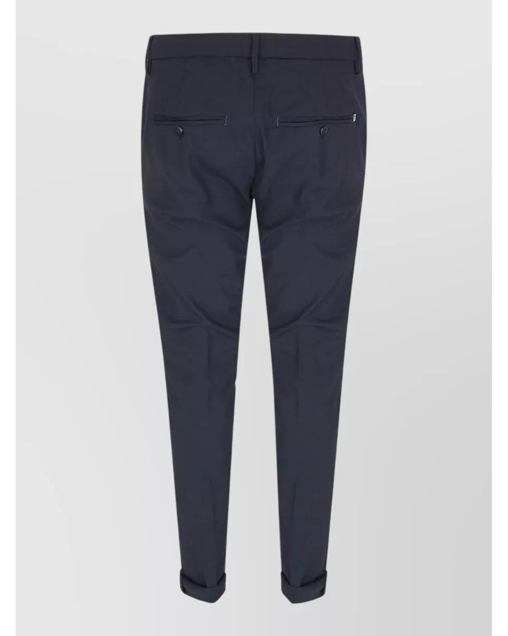 Dondup Blue Virgin Wool Low-Rise Straight-Leg Trousers for men