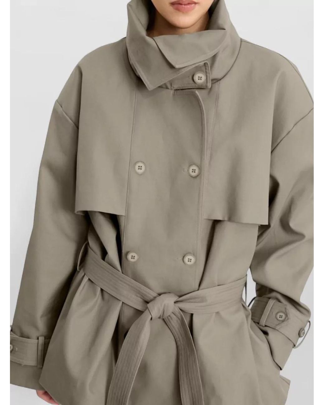 ROTATE BIRGER CHRISTENSEN White Cotton Short Double-Breasted Trench Coat