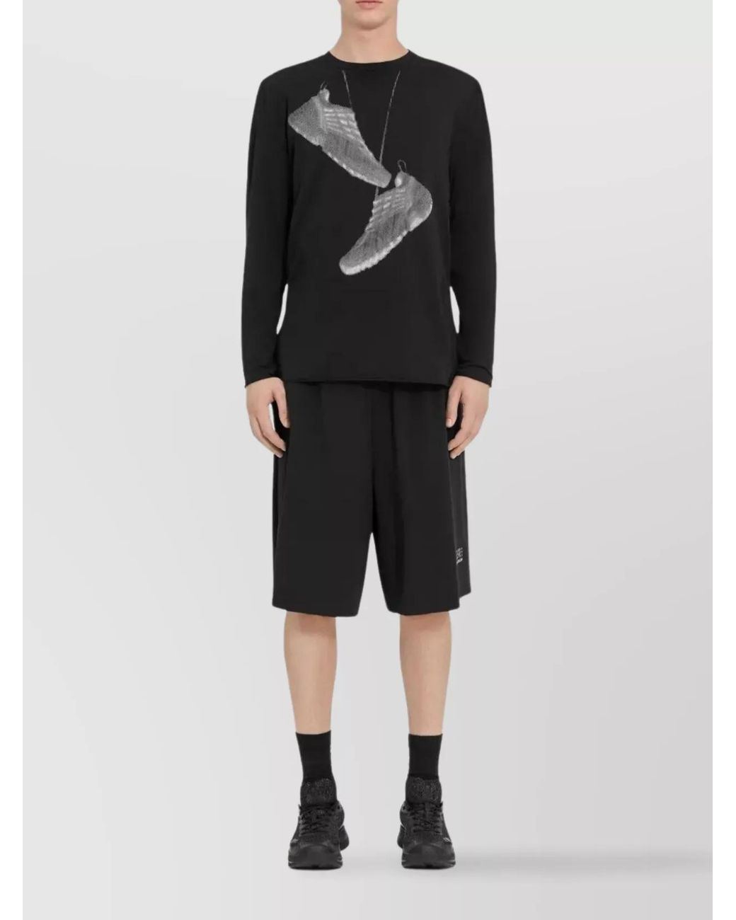 MM6 by Maison Margiela Black Printed Long-Sleeve T-Shirt for men