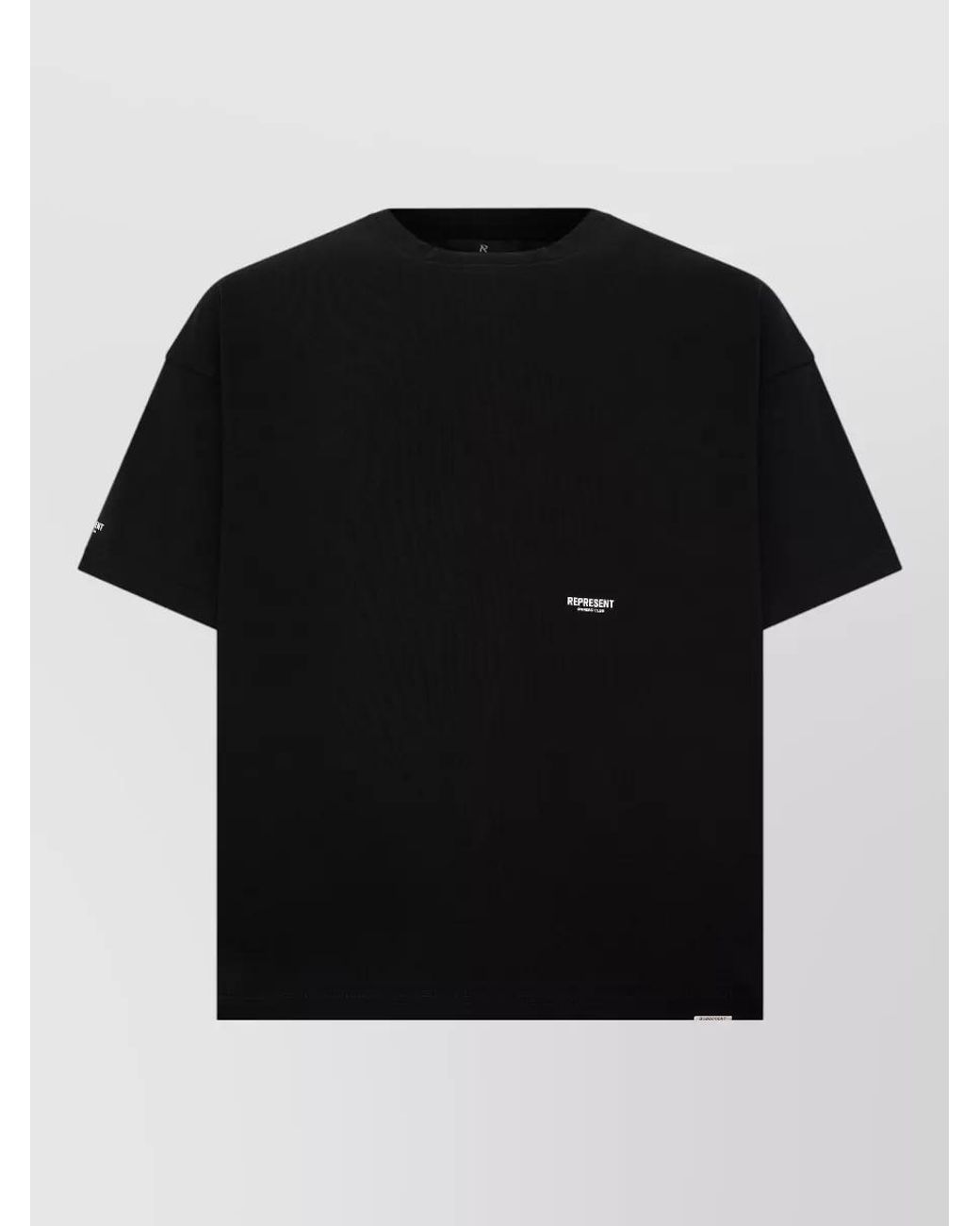 Represent Black Cotton Ribbed Crew Neck Short-Sleeve T-Shirt for men