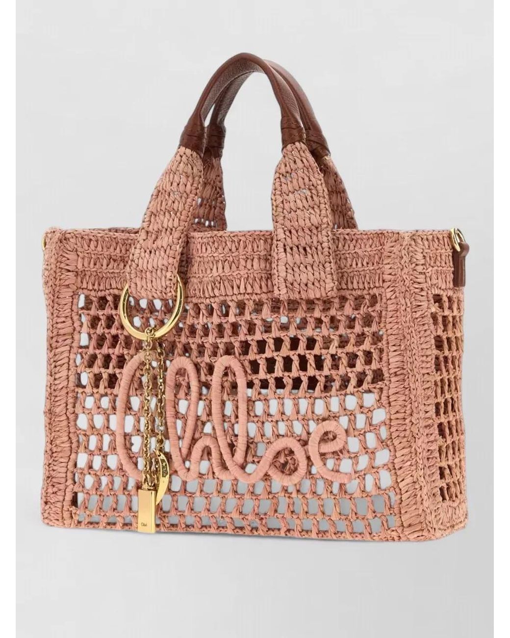 Chloé Pink Raffia Tote Bag