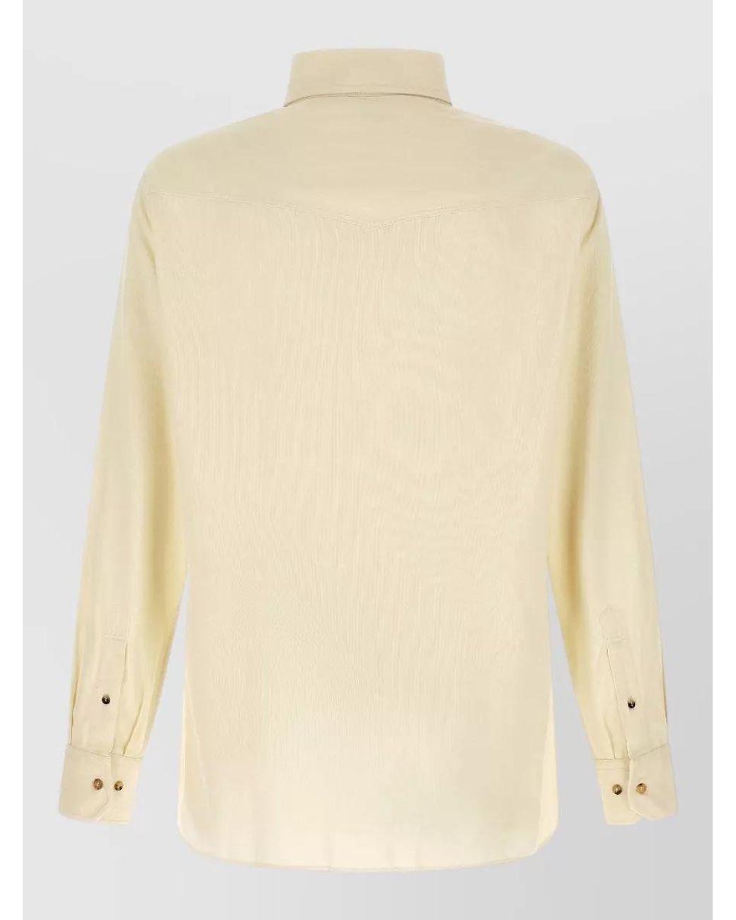 Brunello Cucinelli Natural Cotton Corduroy Leisure Fit Western Shirt for men