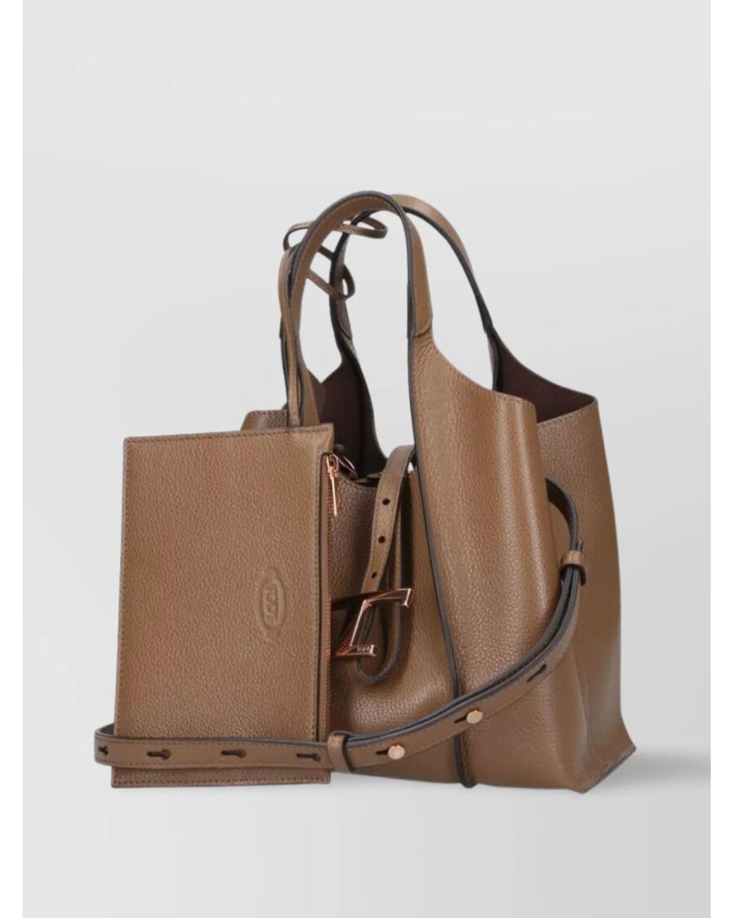 Tod's Brown T Timeless Mini Leather Shoulder Bag