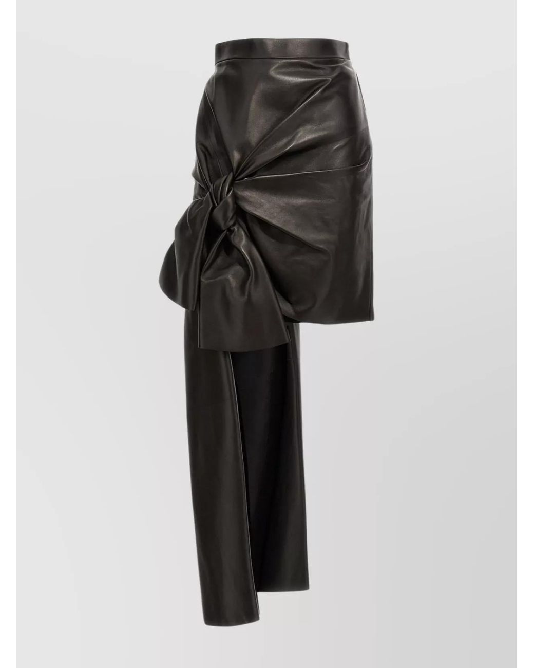 McQueen Black Leather Asymmetric Mini Skirt