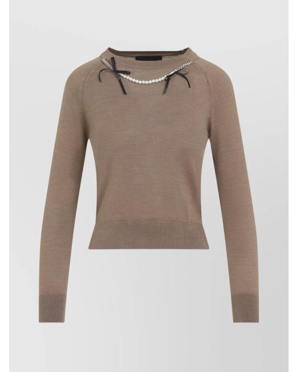 Simone Rocha Natural Silk Blend Embellished Long Sleeve Jumper