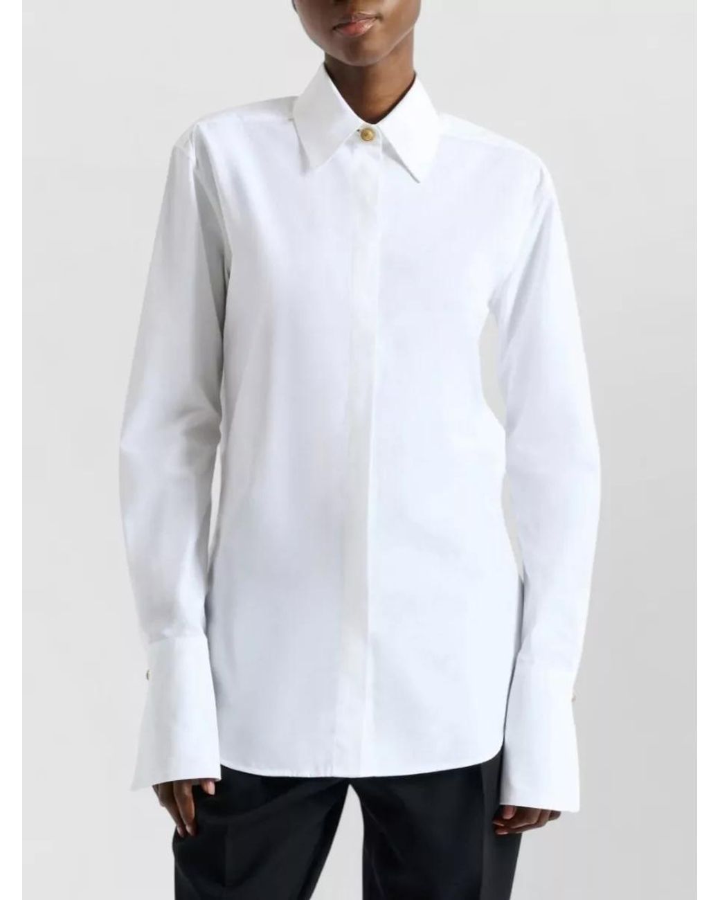Balmain White Cotton Poplin Straight-Fit Long-Sleeve Shirt