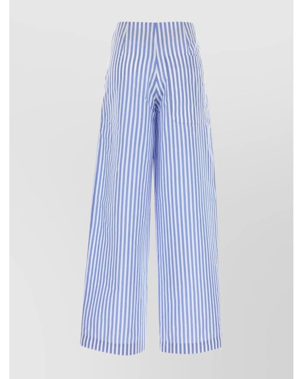 Philosophy Blue Striped Embroidered Wide-Leg Trousers