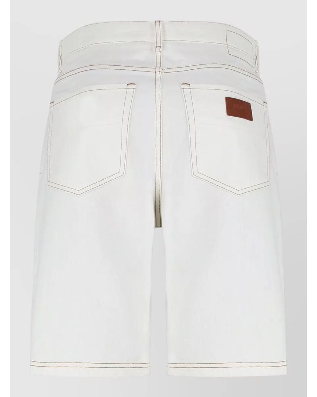 Fendi White Cotton Chino Shorts for men
