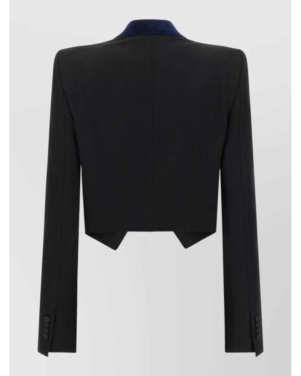 Tom Ford Blue Wool Cropped Asymmetric Tuxedo Blazer