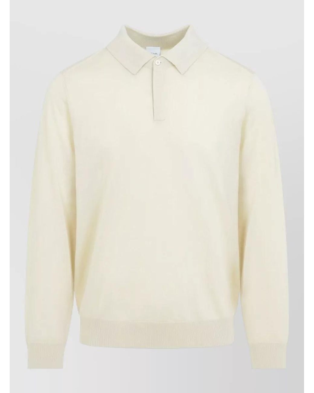 Paul Smith White Fine-Knit Wool Long-Sleeve Polo Shirt for men