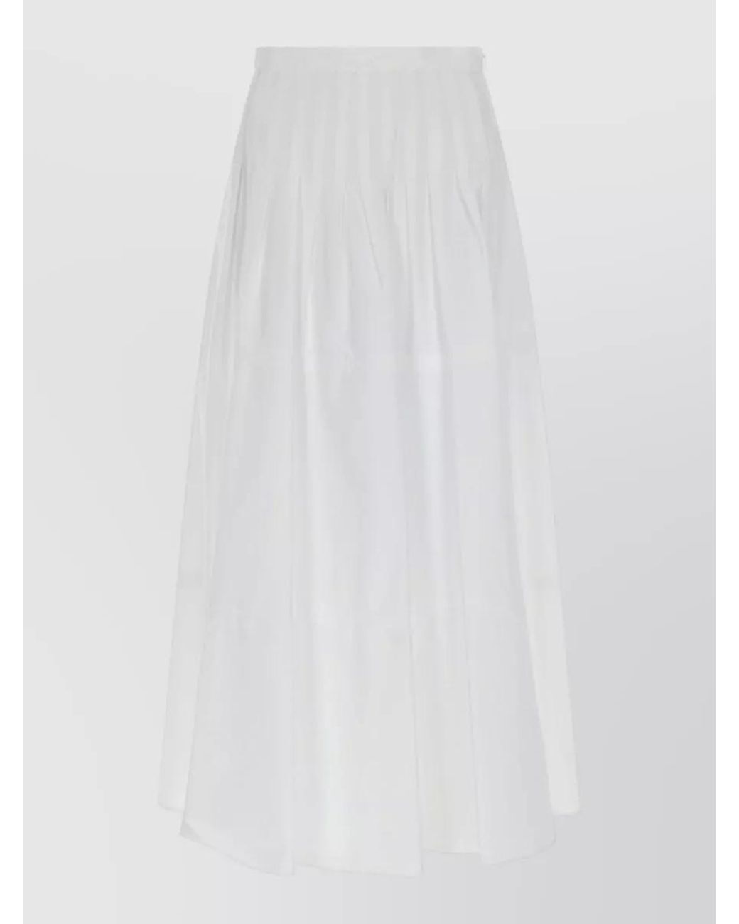 Max Mara White Wide-Fit Cotton Midi Skirt