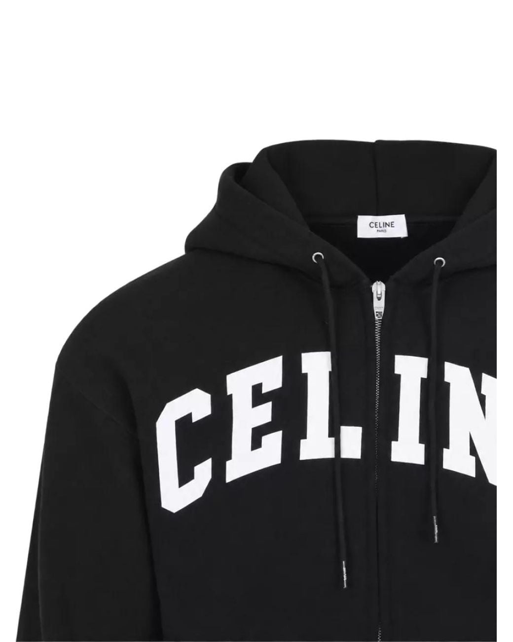Céline Black Cotton Relaxed-Fit Zip-Up Hoodie for men