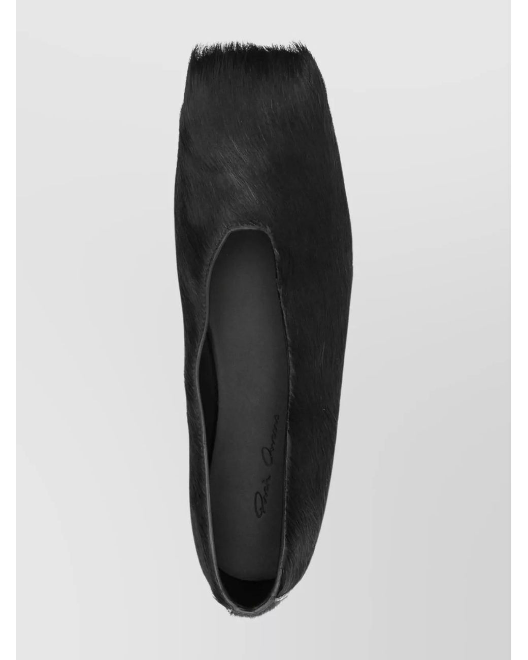 Rick Owens Black Leather Square-Toe Ballerina Flats