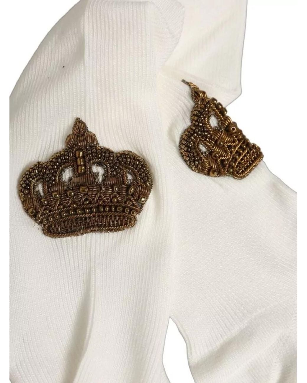 Dolce & Gabbana White Crown Embroidery Knee High Socks for men