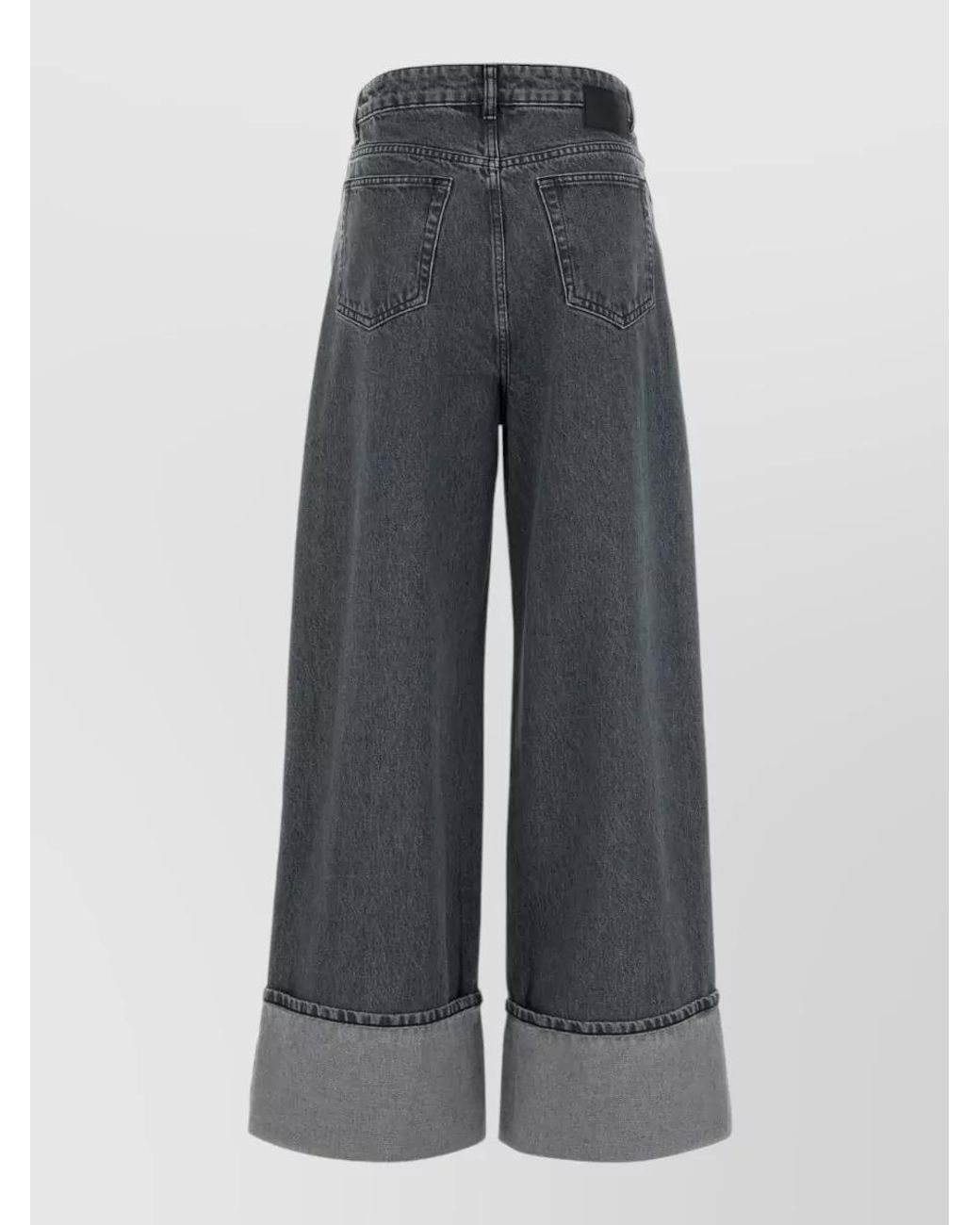 Ganni Gray Denim Oversized Wide-Leg Jeans