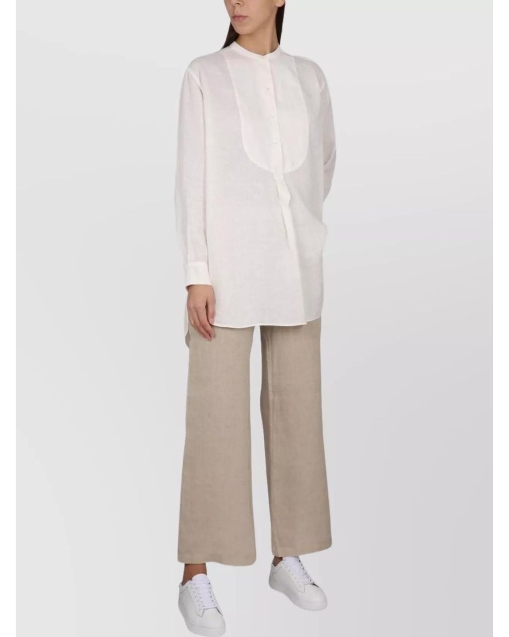 Aspesi White Linen Tunic Shirt
