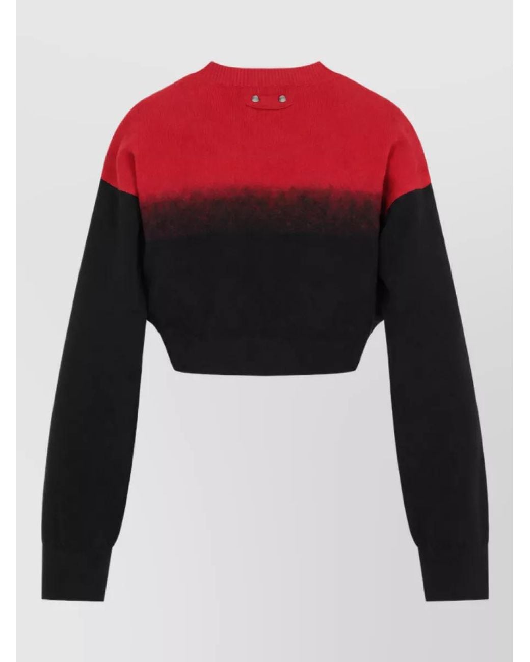 Balenciaga Black Wool Cropped Gradient Ribbed Crewneck Sweater