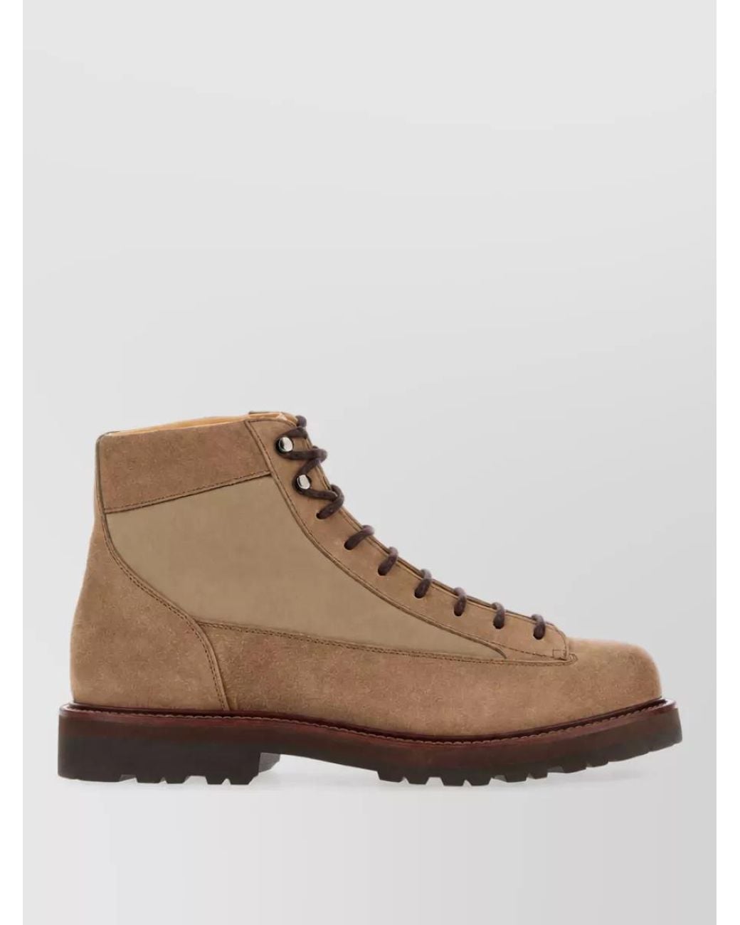 Brunello Cucinelli Brown Suede Lace-Up Ankle Boots for men