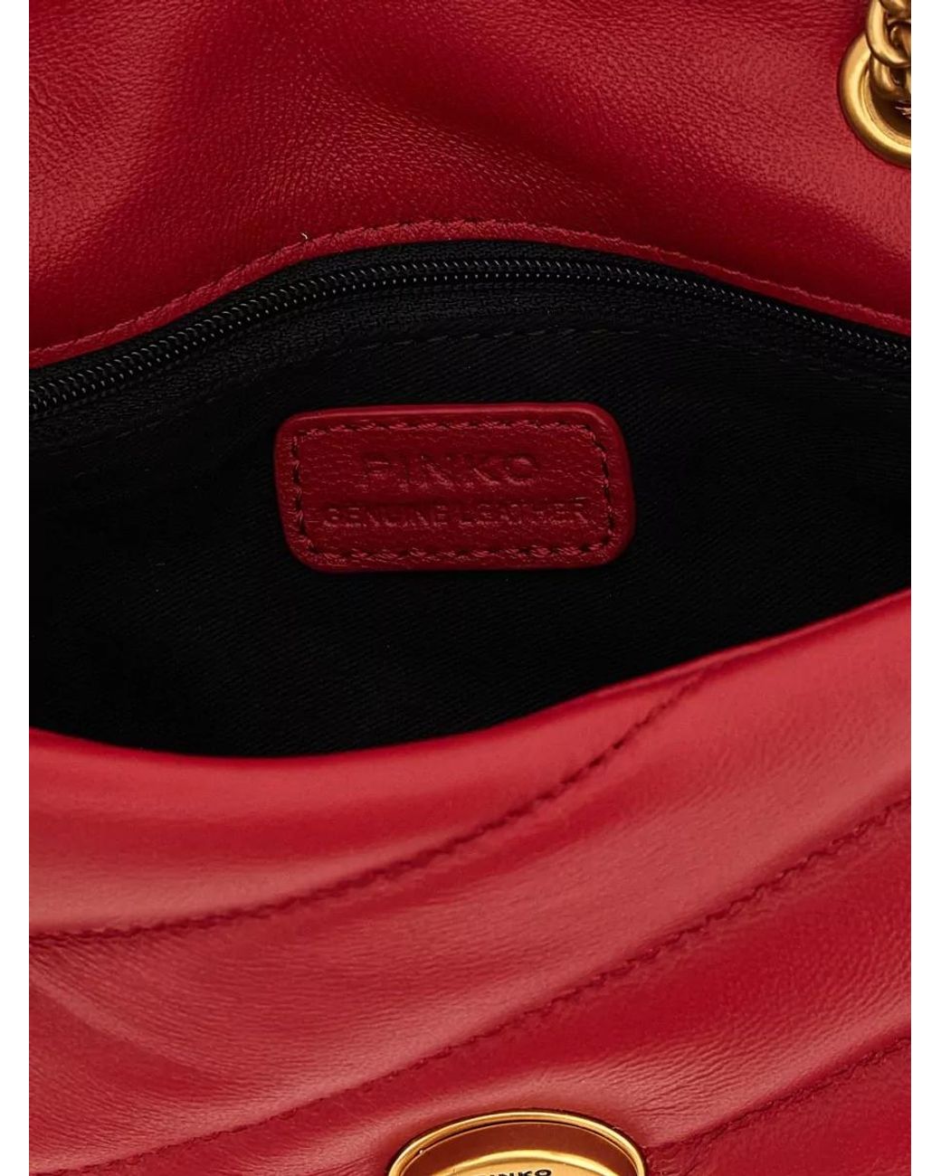 Pinko Red Love Bag Puff Baby Love Puff Lamb Leather Quilted Shoulder Bag