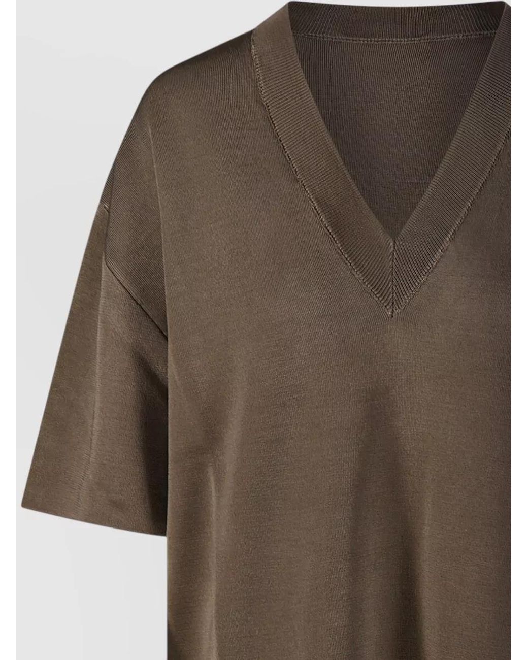 AMI Brown Short-Sleeve V-Neck Sweater