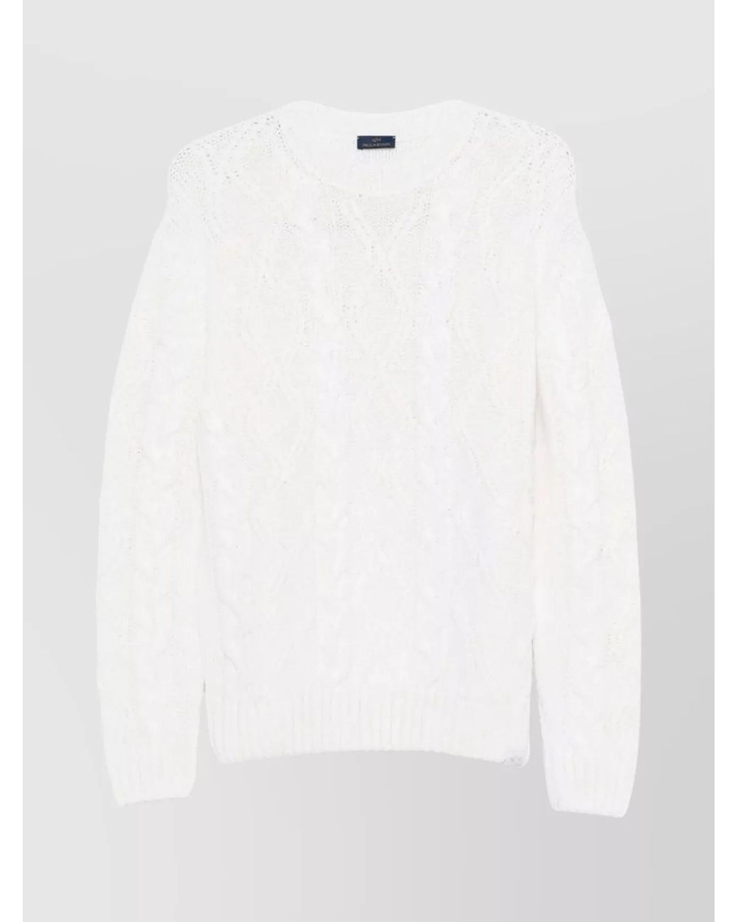Paul & Shark White Cable-Knit Merino Wool Crewneck Jumper for men