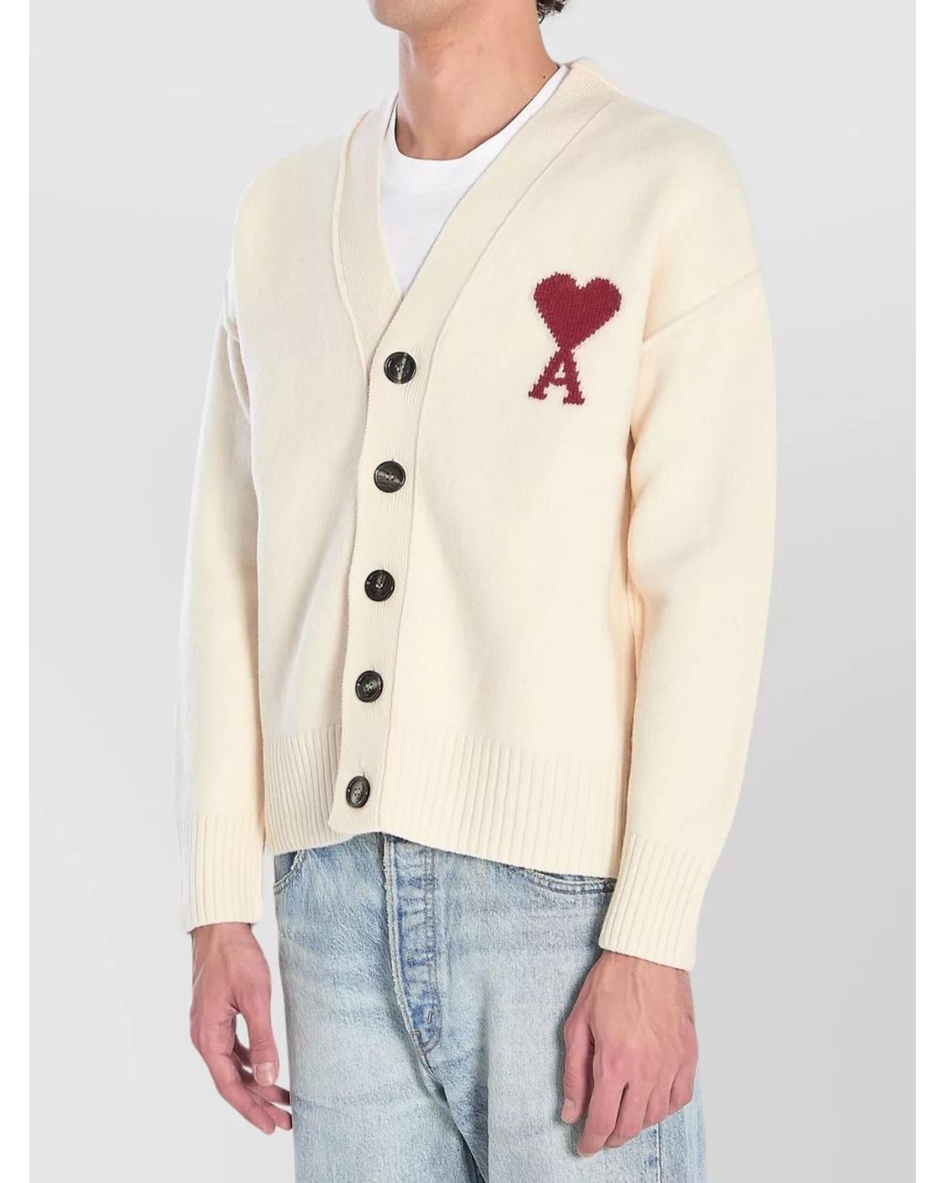 AMI Blue Ami De Coeur Cardigan for men