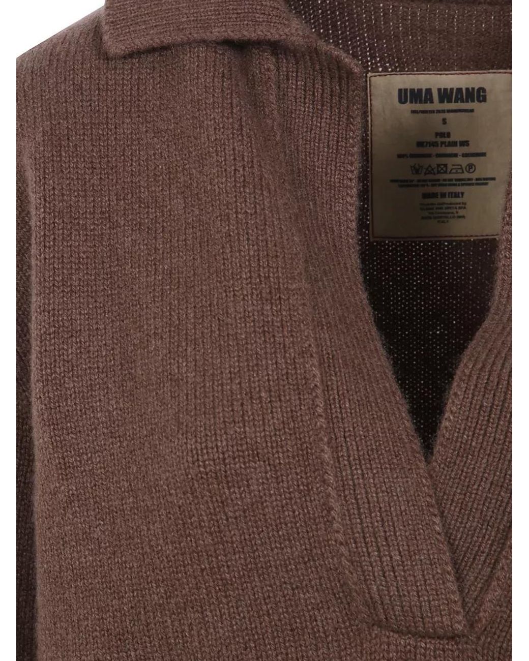 Uma Wang Brown Cashmere Polo Jumper