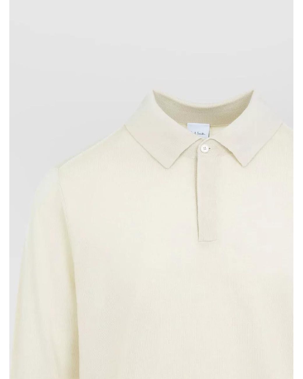 Paul Smith White Fine-Knit Wool Long-Sleeve Polo Shirt for men