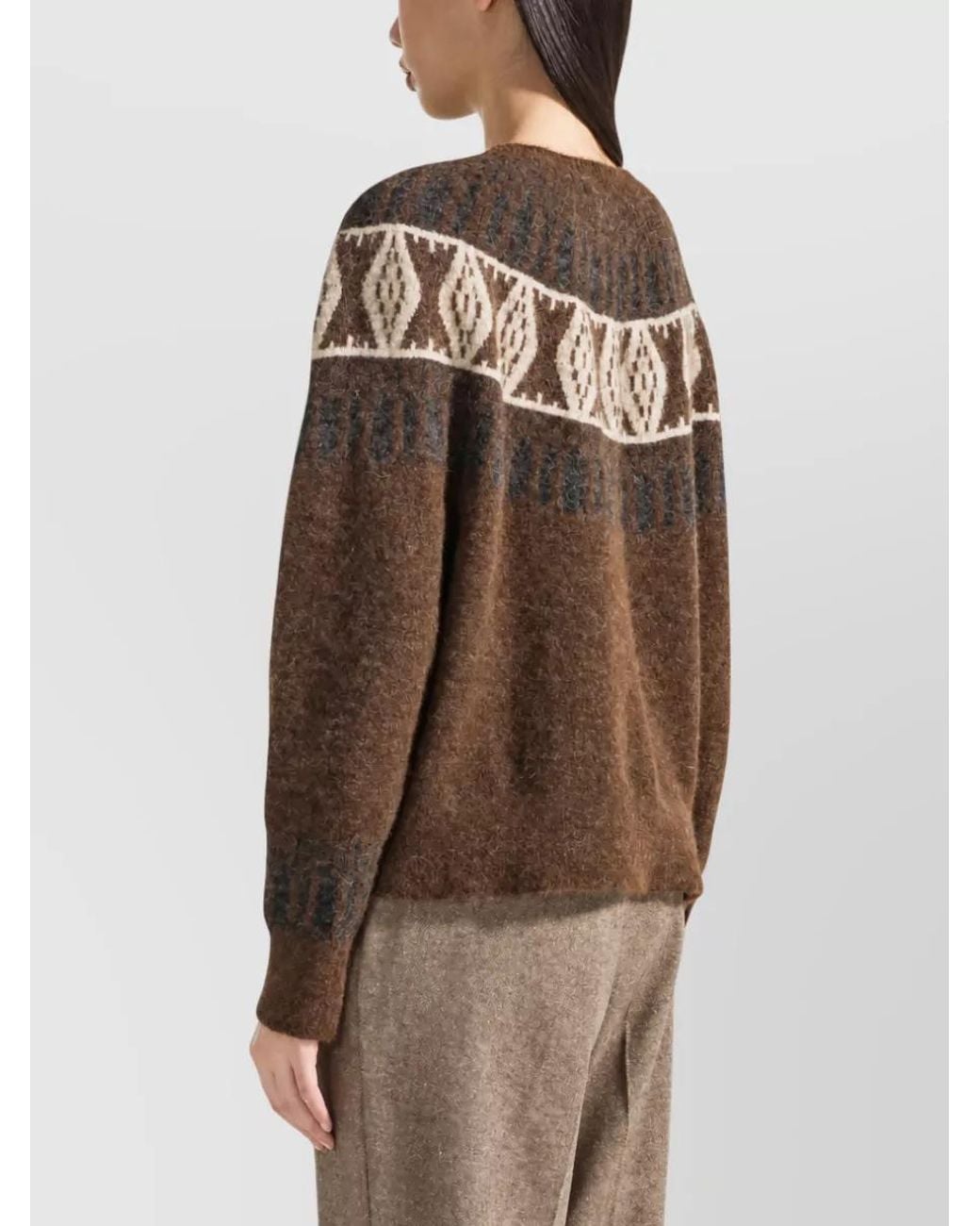 SEVENTY VENEZIA Brown Jacquard Crewneck Jumper