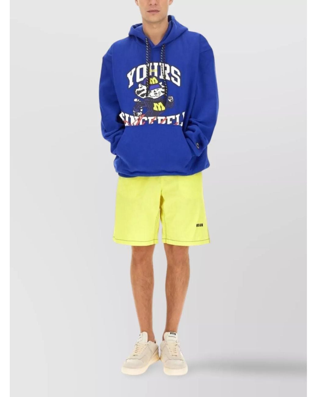 MSGM Blue Regular-Fit Hoodie for men