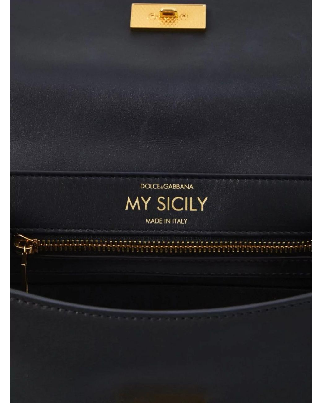 Dolce & Gabbana Black My Sicily Small Leather Tote Bag