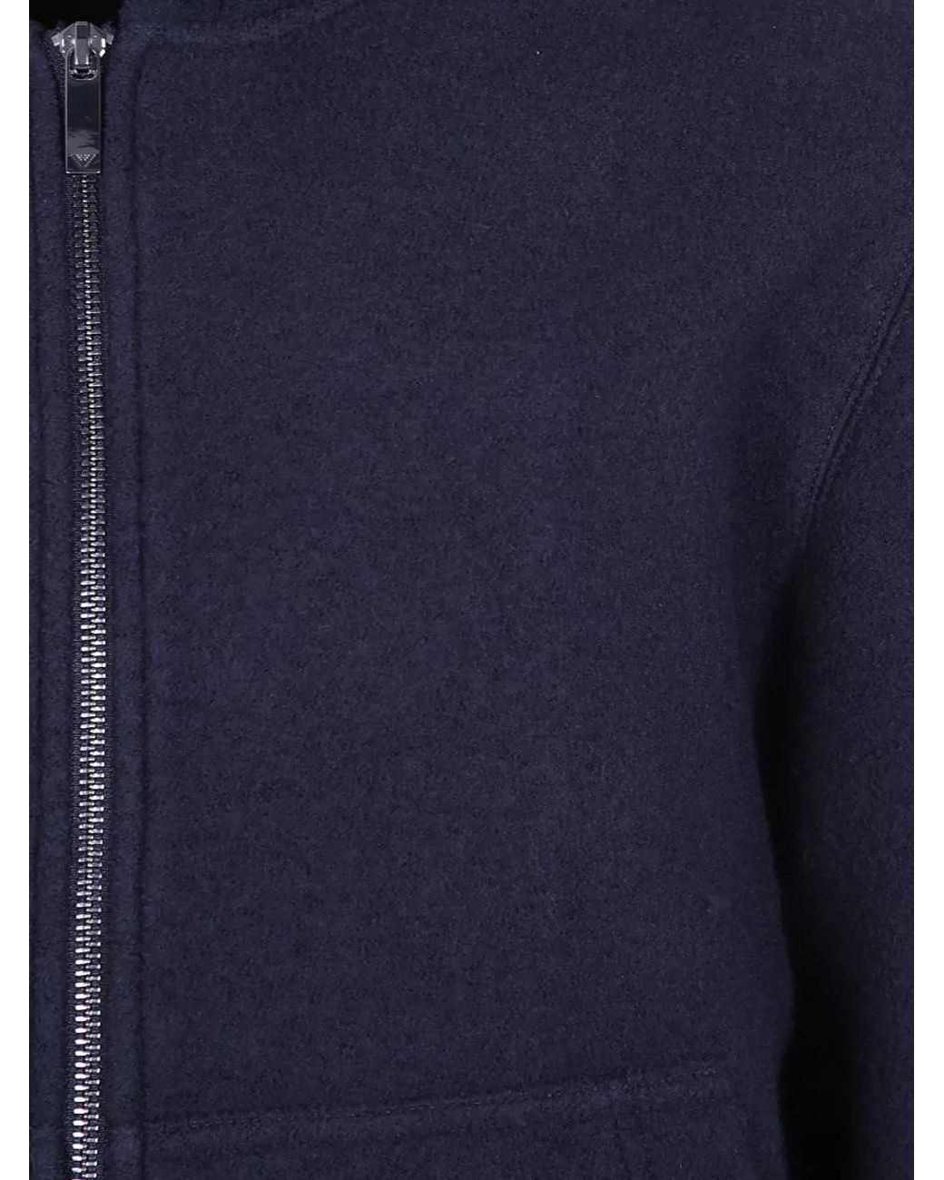 Emporio Armani Blue Wool Blend Zip-Up Hoodie Jacket for men