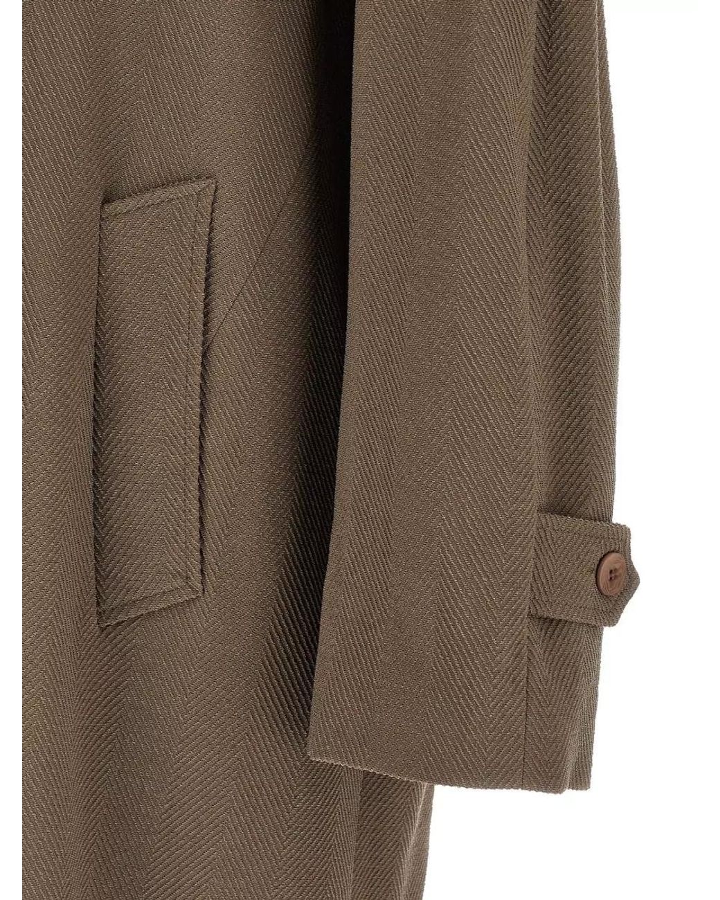 Magliano Brown Virgin Wool Herringbone Single Breasted Coat for men
