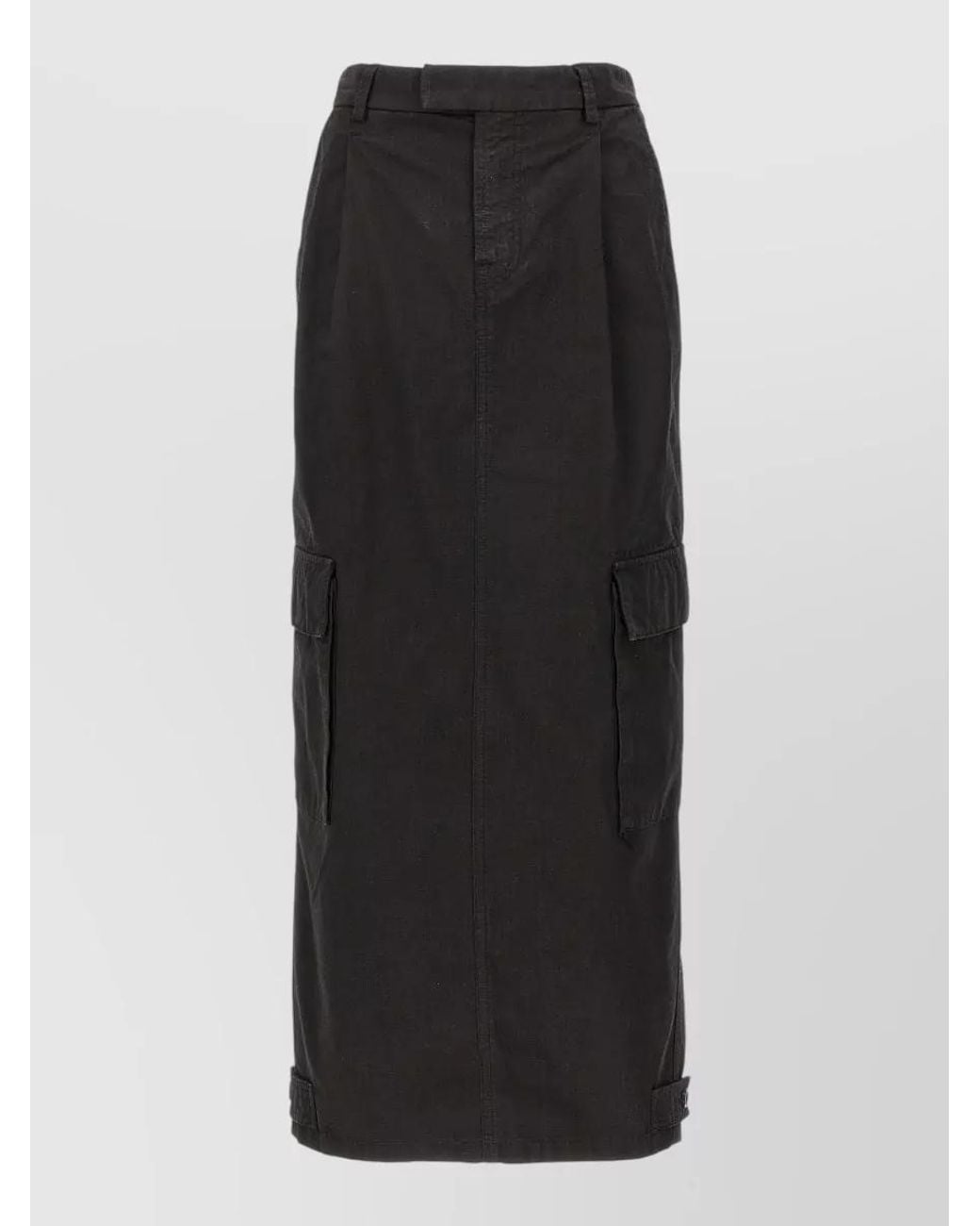 ARMARIUM Black Cotton Cargo Maxi Skirt