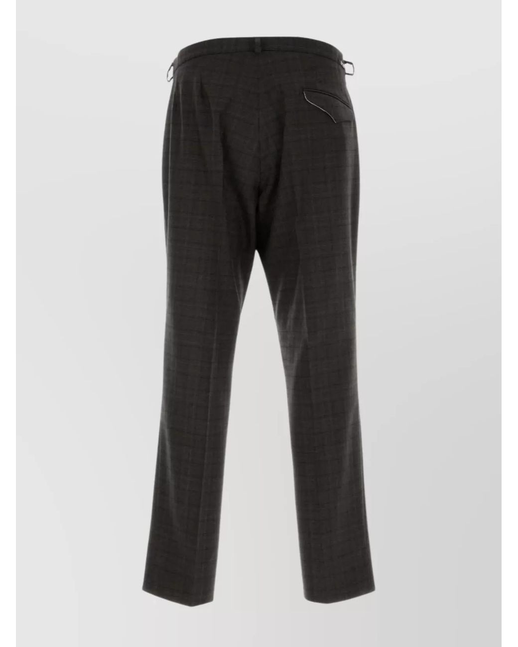 Prada Black Virgin Wool Glencheck Straight-Leg Trousers for men