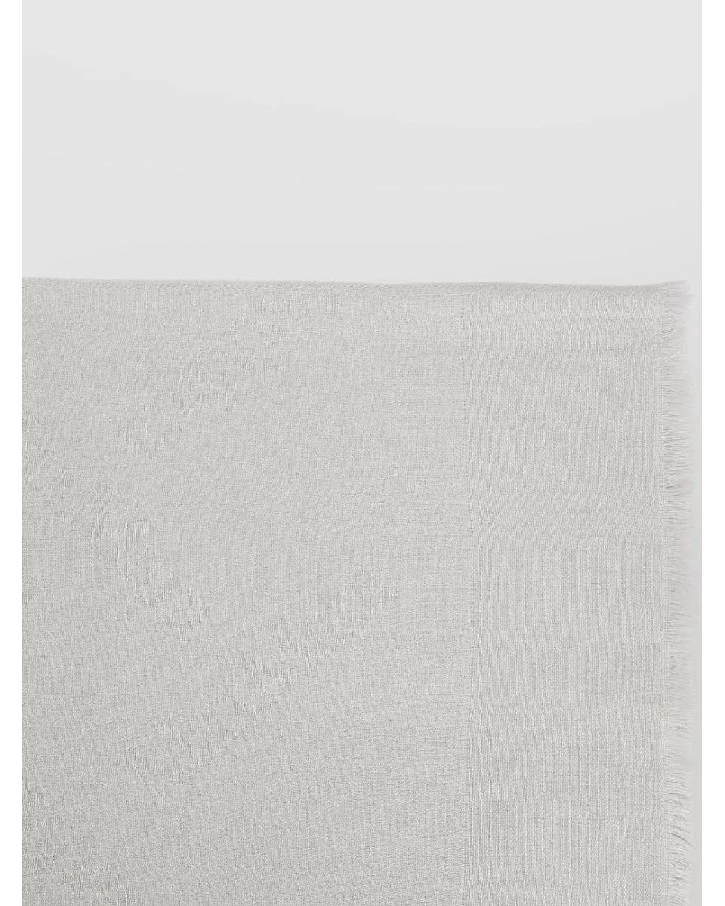 Max Mara White Silk Wool Fringed Scarf