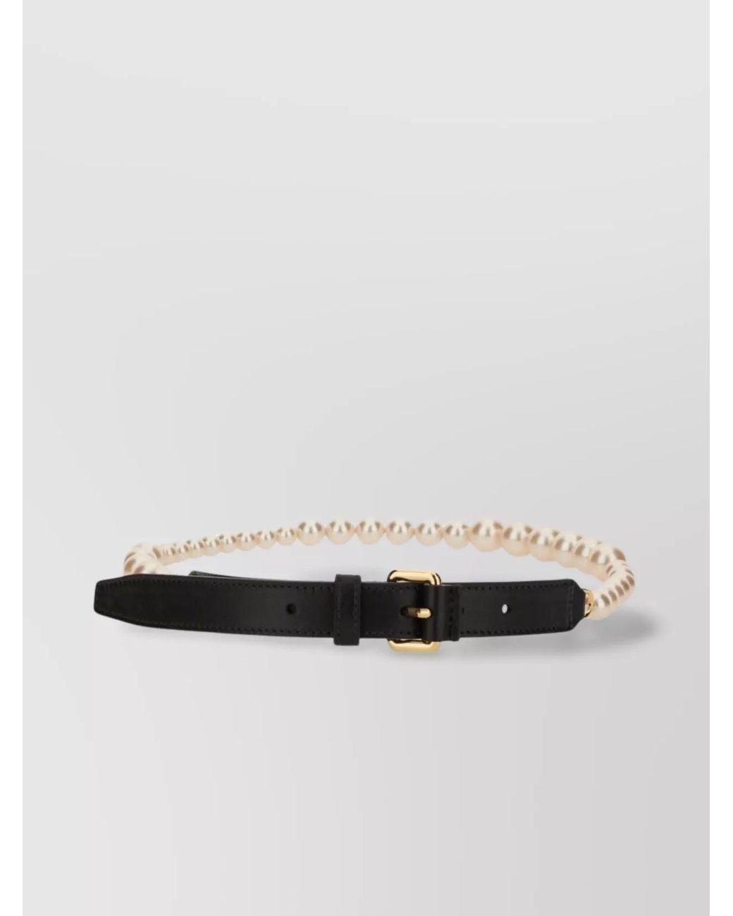 Moschino Black Pearl-Embellished Belt
