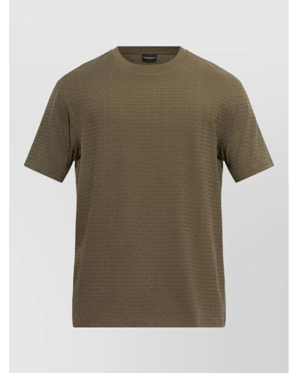 Emporio Armani Green Cotton Fine-Knit Regular-Fit Logo-Jacquard Short-Sleeve T-Shirt for men