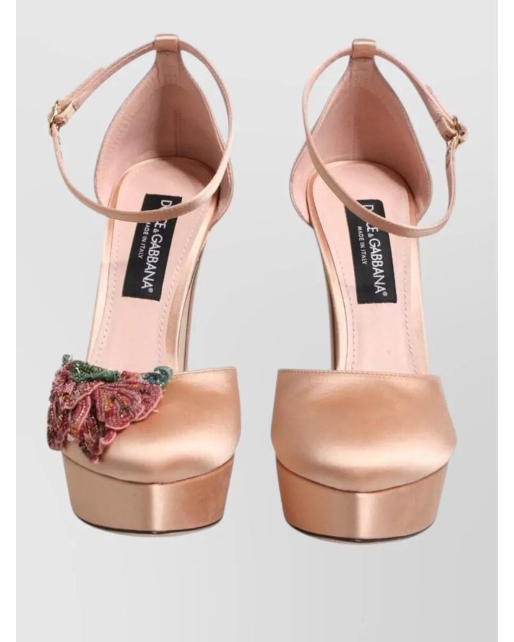 Dolce & Gabbana Pink Satin Platform Ankle Strap Sandals