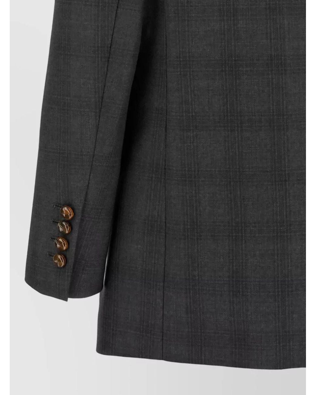 Blazé Milano Black Virgin Wool Checked Double-Breasted Blazer