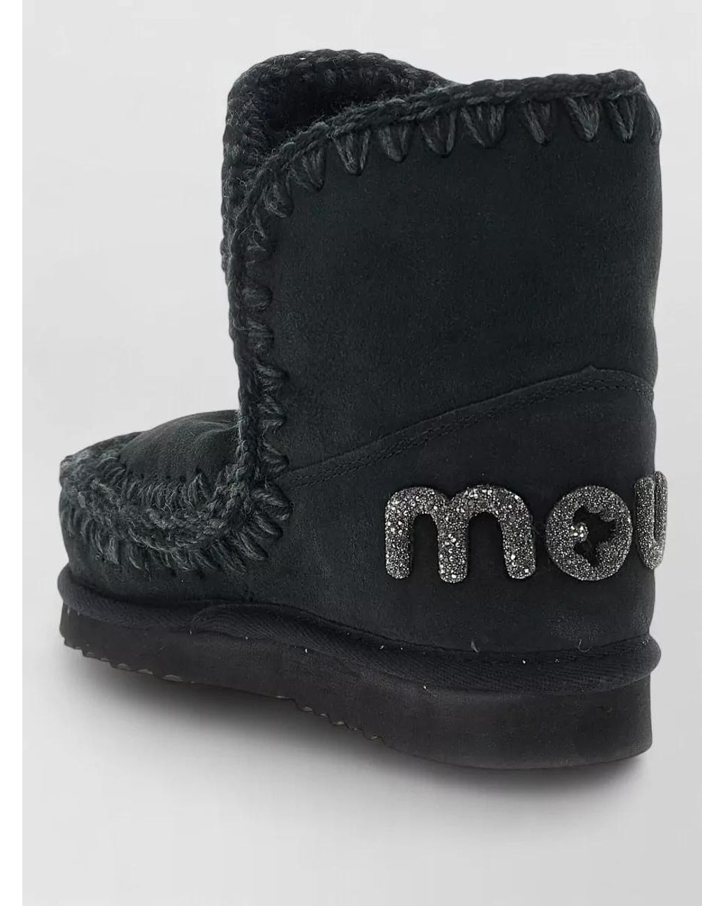 Mou Black Sheepskin Leather Ankle Boots