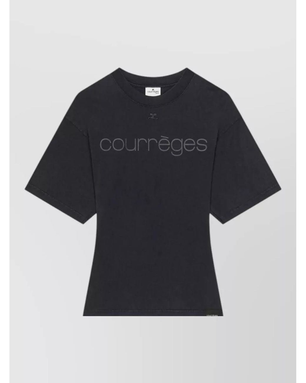 Courreges Blue Cotton Logo Print T-Shirt