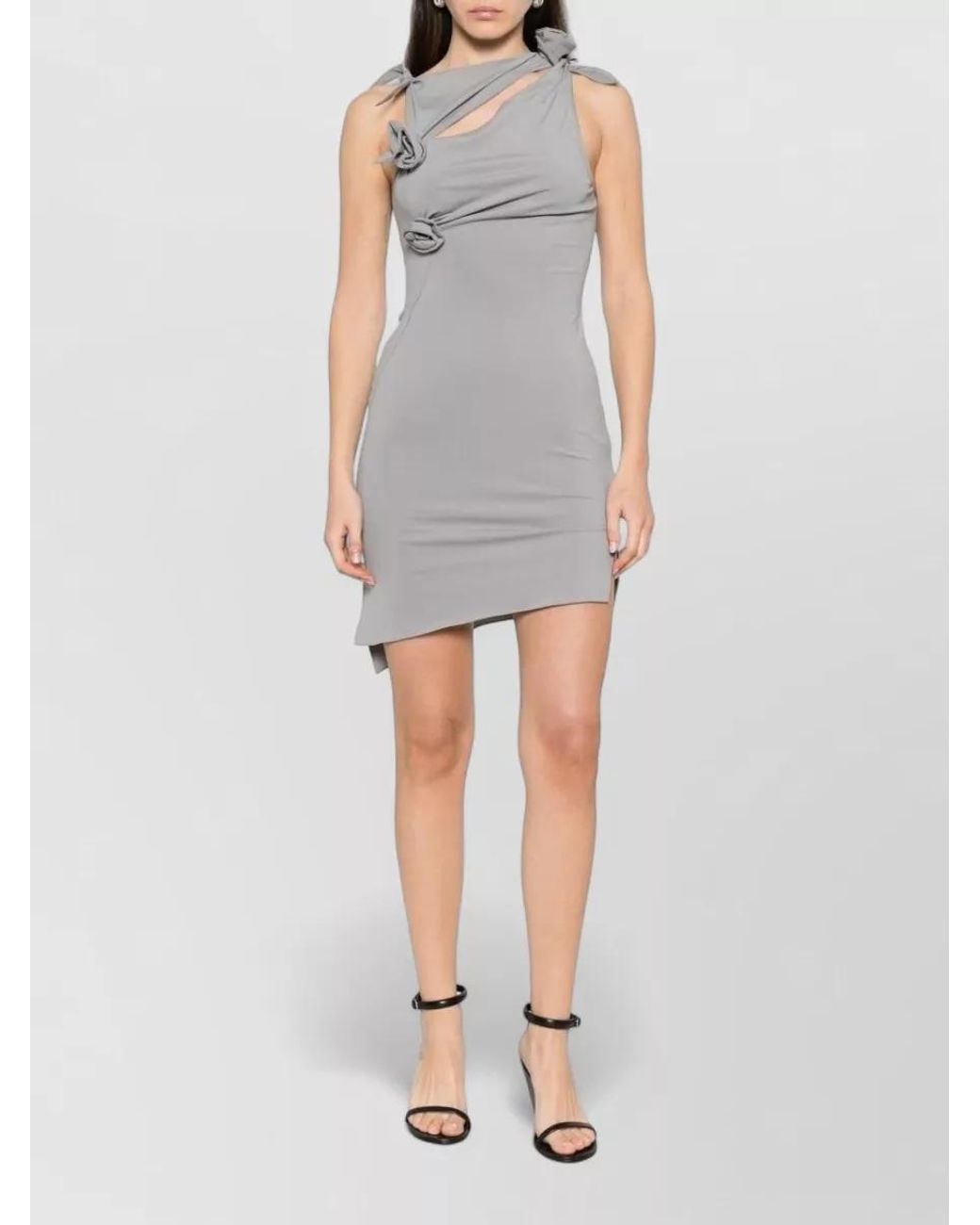 Coperni Gray Sleeveless Asymmetric Cutout Mini Dress