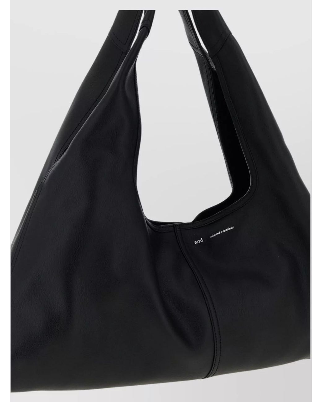 AMI Black Calf Leather Shoulder Bag