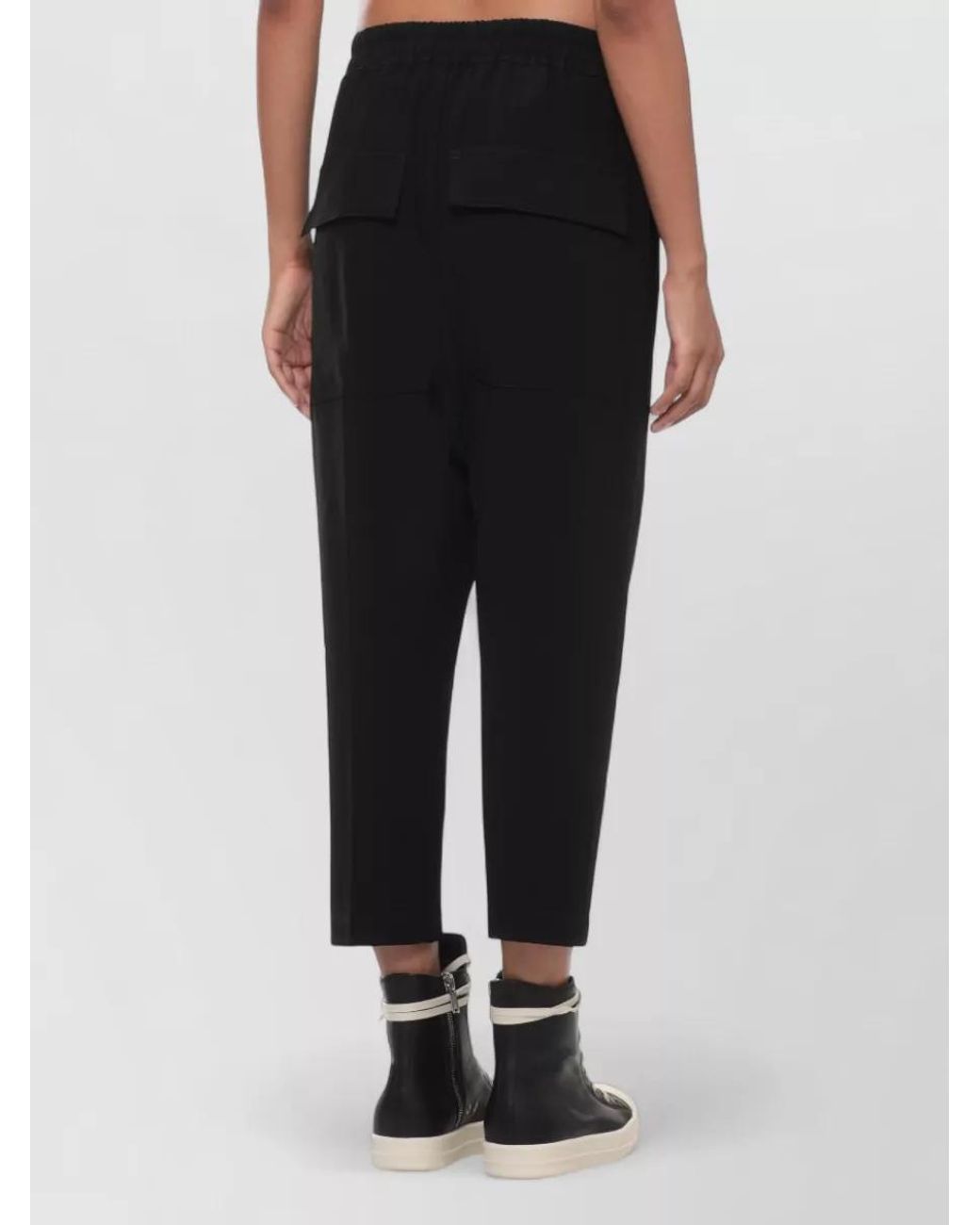 Rick Owens Black Cropped Straight-Leg Trousers