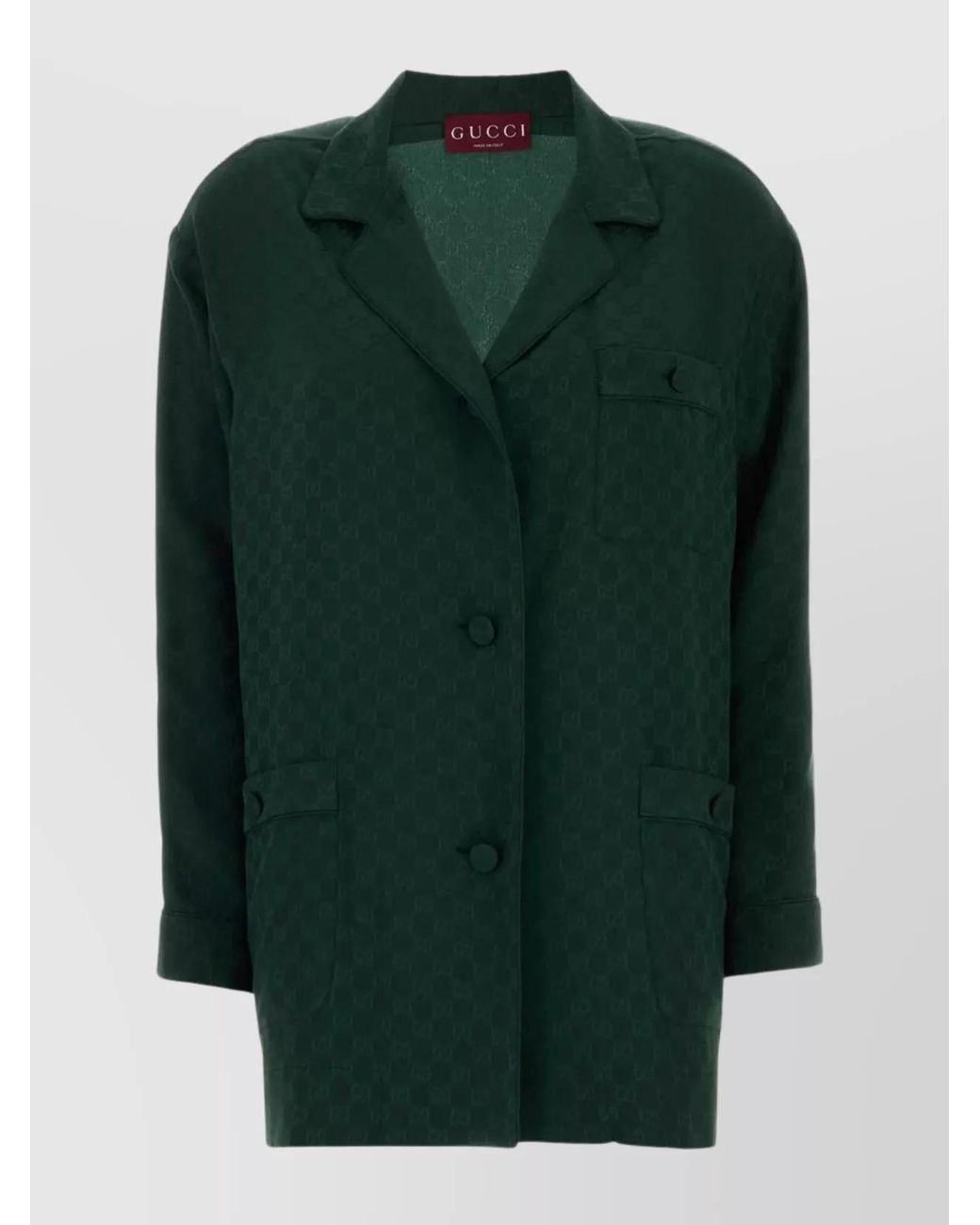 Gucci Green Gg Jacquard Silk Shirt