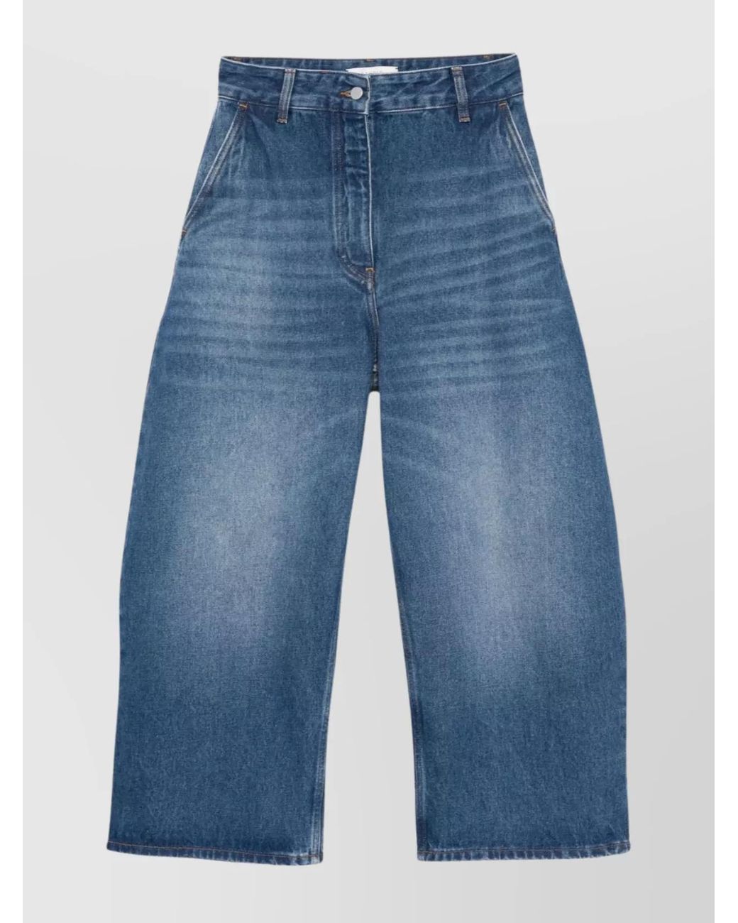 Studio Nicholson Blue Denim High-Rise Cropped Wide-Leg Jeans