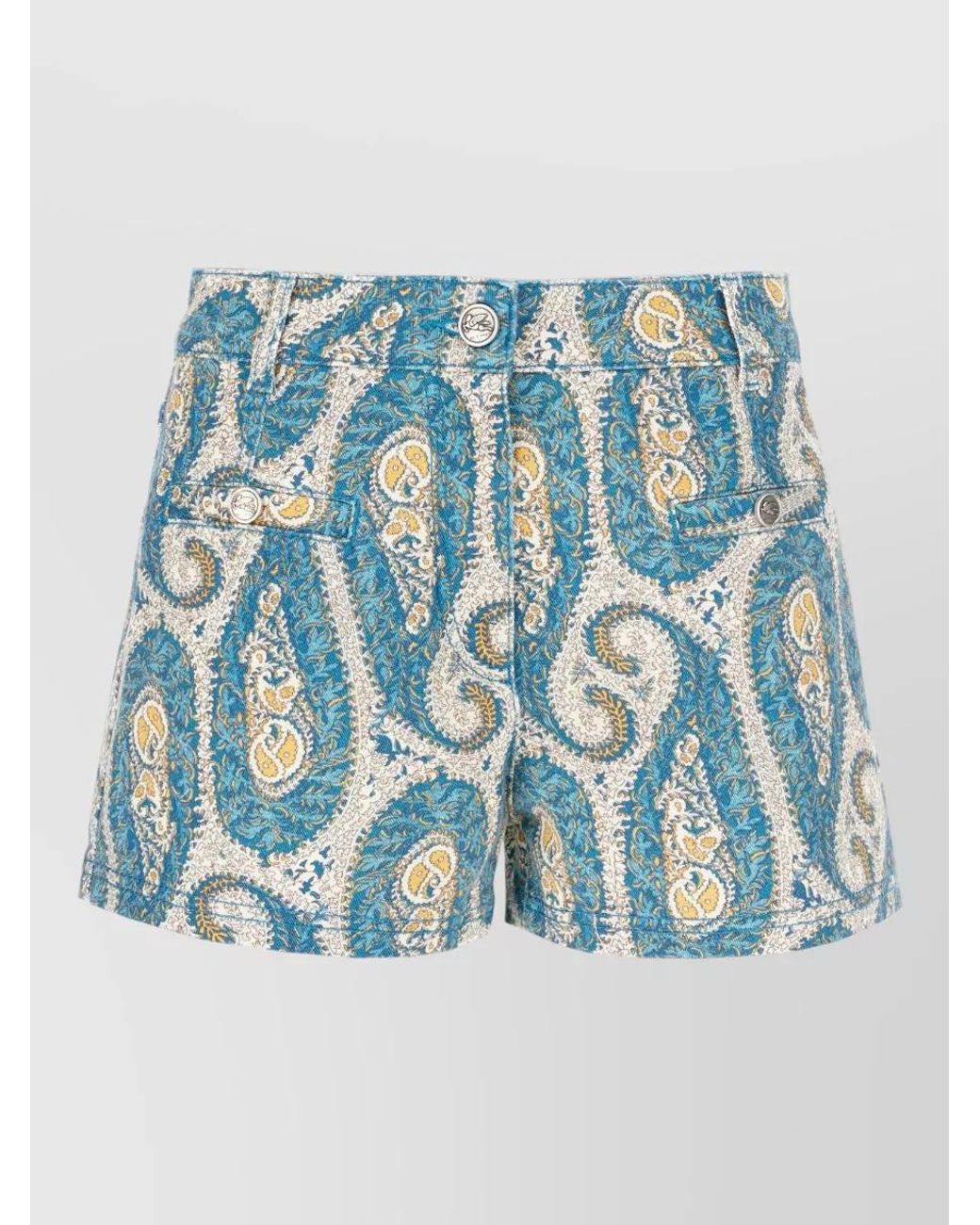 Etro Blue Paisley Print Tailored Shorts
